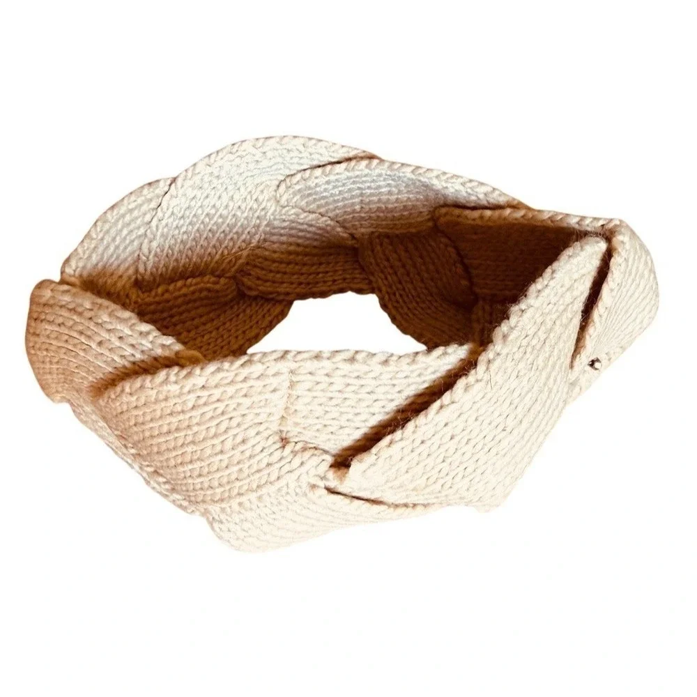C.C. Exclusives Headband Womens Beige Braided Chunky Knit Gold Studs lot of 12